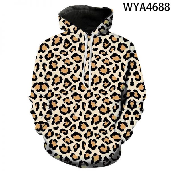 2020 New Leopard Print Hoodies Men Women Children Funny Animal Fur Sweatshirts 3D Printed Casual Boy - Leopard Print Store