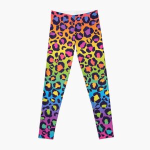 Bright Rainbow Ombre Gradient Leopard Print Pattern Leggings RB1602 product Offical Leopard Print Merch