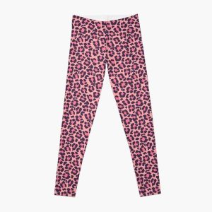Coral and Pink Leopard Print Leggings RB1602 product Offical Leopard Print Merch