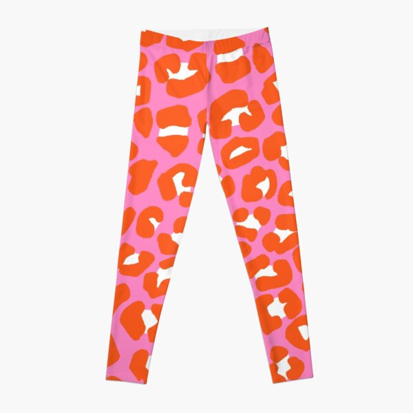 Pink and Orange Leopard Spots Print Pattern Leggings RB1602 product Offical Leopard Print Merch