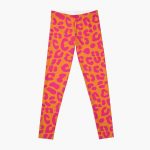 80s Leopard Print Pattern in Orange and Hot Pink Leggings RB1602 product Offical Leopard Print Merch