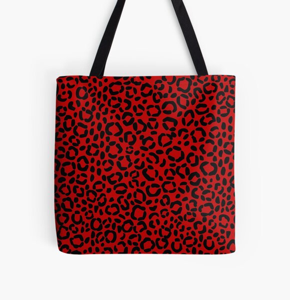 Sassy Red and Black Leopard Print Pattern Design All Over Print Tote Bag RB1602 product Offical Leopard Print Merch