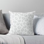 Leopard Print - Silver Gray and White  Throw Pillow RB1602 product Offical Leopard Print Merch