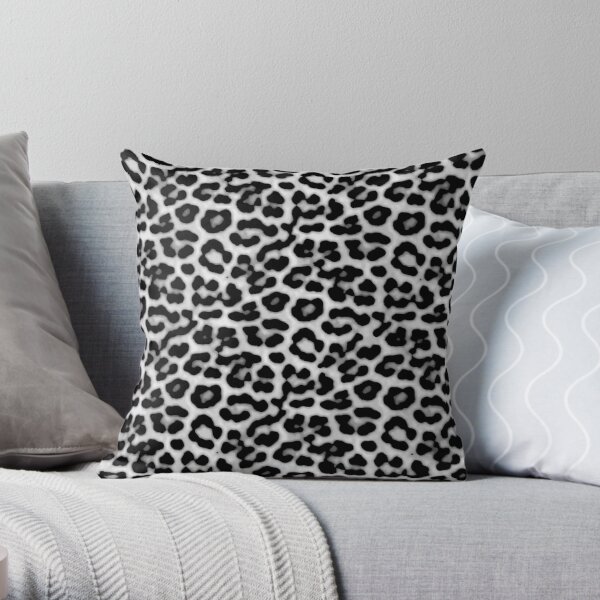 Black and White Leopard Print Fur Hide Spots Pattern Throw Pillow RB1602 product Offical Leopard Print Merch