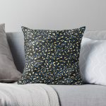 Gold Leopard Print on Midnight Blue seamless pattern Throw Pillow RB1602 product Offical Leopard Print Merch