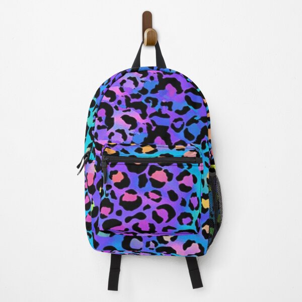 Holographic Rainbow Leopard Print Spots on Bright Neon Backpack RB1602 product Offical Leopard Print Merch