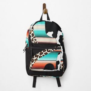 Funny Serape cow print Cactus Leopard print Turquoise . Backpack RB1602 product Offical Leopard Print Merch