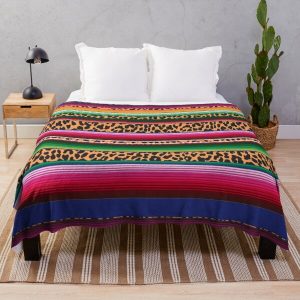 Beautiful Mexican Serape and Leopard Print Throw Blanket RB1602 product Offical Leopard Print Merch