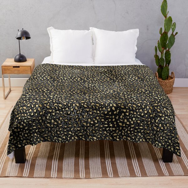 Black Gold Leopard Print Throw Blanket RB1602 product Offical Leopard Print Merch