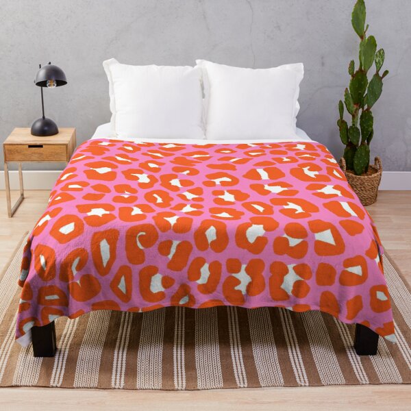 Pink and Orange Leopard Spots Print Pattern Throw Blanket RB1602 product Offical Leopard Print Merch