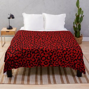 Sassy Red and Black Leopard Print Pattern Design Throw Blanket RB1602 product Offical Leopard Print Merch