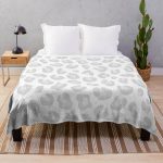Leopard Print - Silver Gray and White  Throw Blanket RB1602 product Offical Leopard Print Merch