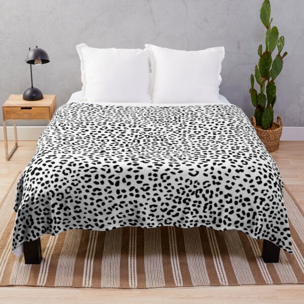 Black and White Snow Leopard Pattern Throw Blanket RB1602 product Offical Leopard Print Merch